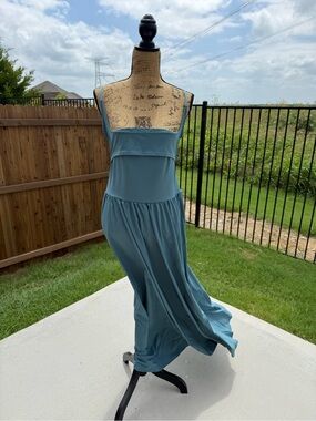 HALARA Teal Maxi Dress with Square Neck